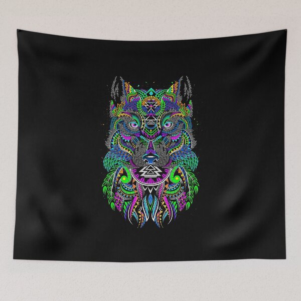 Item preview, wolf native colorful design designed and sold by cat poe.