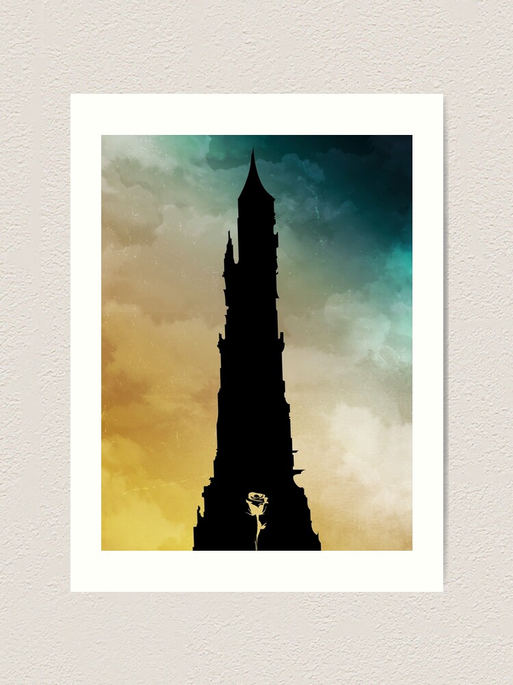 Dunkler Turm Und Rose Kunstdruck Von Catinthewall Redbubble