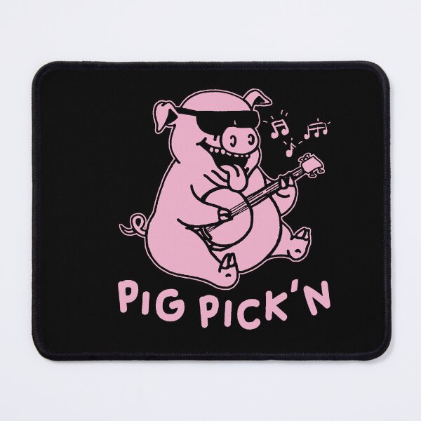 Item preview, Pig Playing Bluegrass My Grass is Blue Vintage Country Music Band  designed and sold by blackspiderkid.