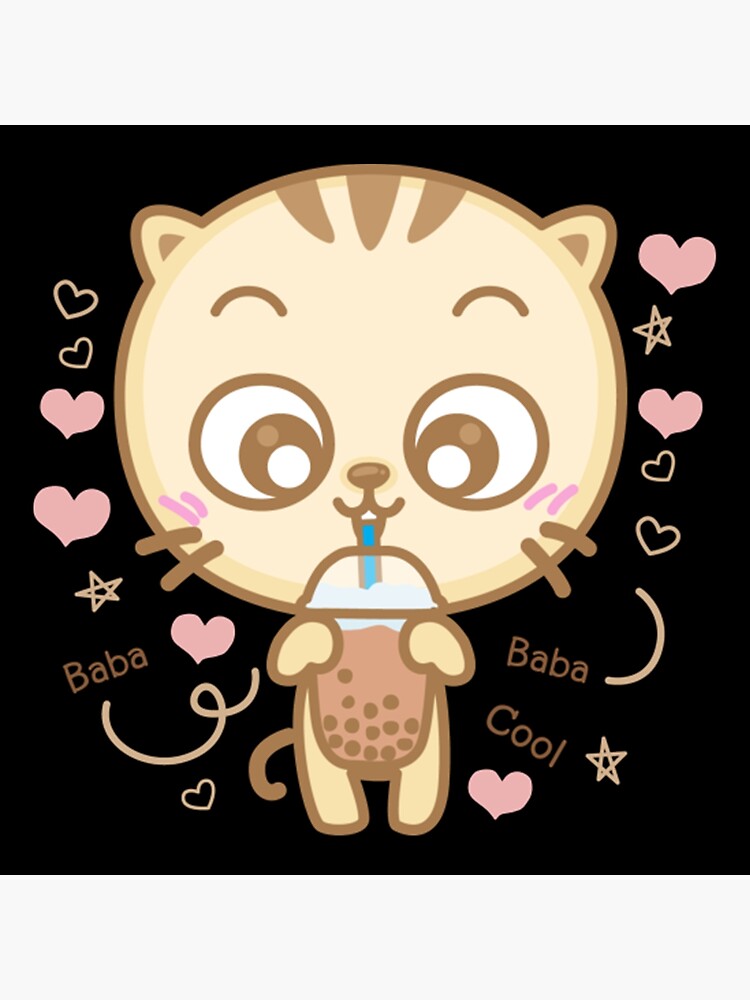 "Cute Cat Drinking Bubble Tea | Kawaii Boba Tea" Poster by sophiemfcman | Redbubble