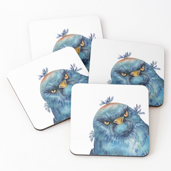 Item preview, Funny Blue Bird With Angry Face designed and sold by AnastasiaDesign.