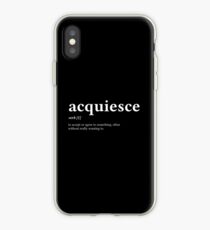 Acquiesce Word Definition - Left White Text iPhone Case
