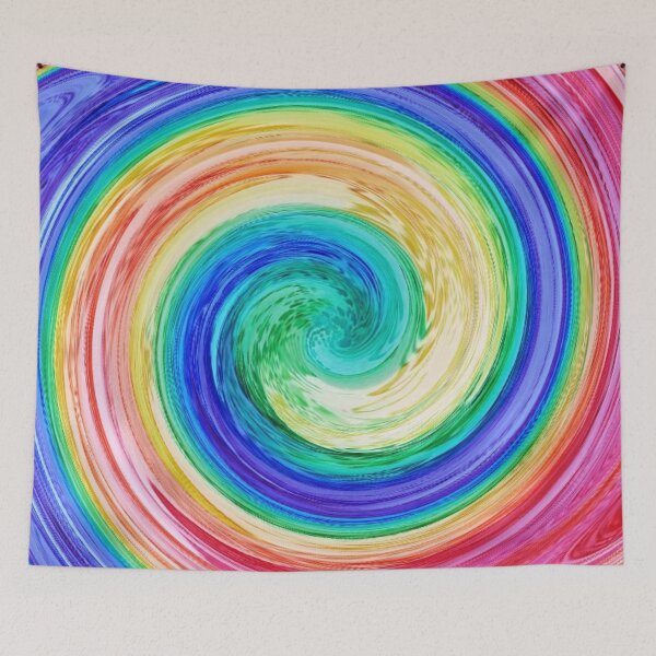 Item preview, Abstract swirl funky pattern in happy rainbow colors designed and sold by Designbyfia.