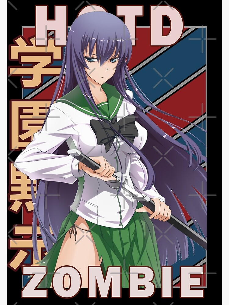 Saeko Busujima Highschool Of The Dead Hotd Retro Blue Red Design