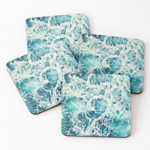Item preview, Watercolor abstract blue sea waves foam designed and sold by Katenaz.