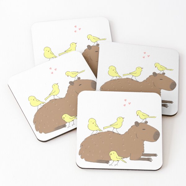 Item preview, capybara with birds friends- a cute cartoon capybara chilling designed and sold by Yarafantasyart.