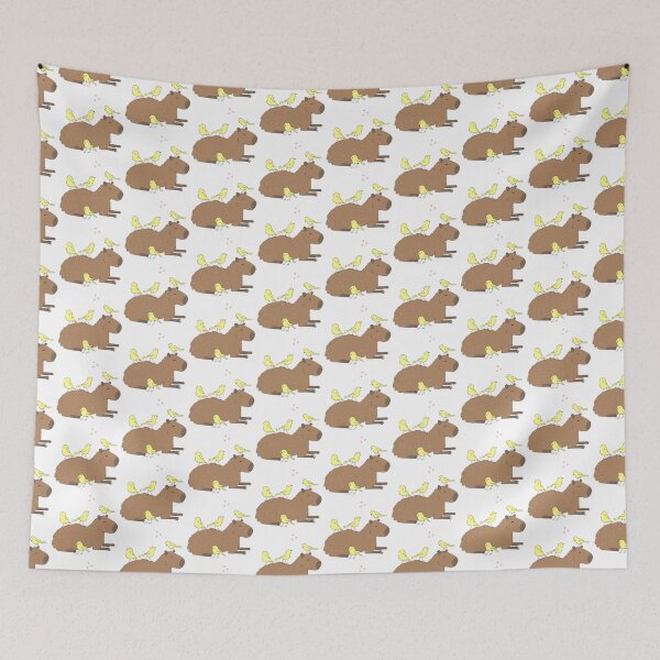 Item preview, capybara with birds friends- a cute cartoon capybara chilling designed and sold by Yarafantasyart.