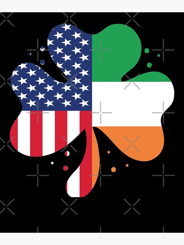 Irish American Flag Ireland Flag St Patricks Day T Lucky Shamrock