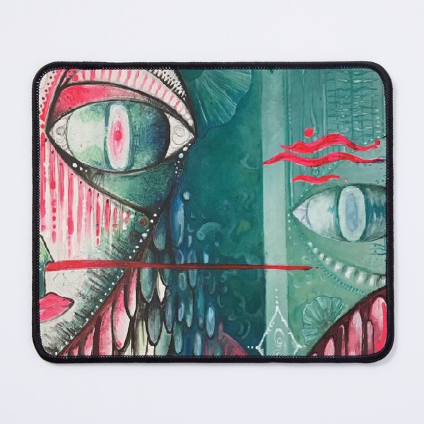 Item preview, Psychedelic visionary tribal alien mask under water sea designed and sold by Lunarjart.