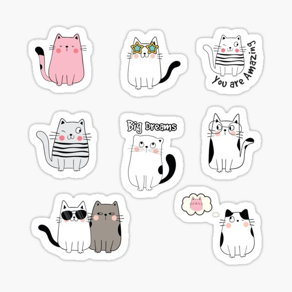 Cute Cats Sticker For Sale By Picoskydesign Redbubble