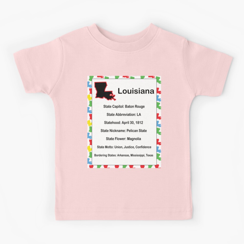 Louisiana Information Educational  Kids T-Shirt for Sale by