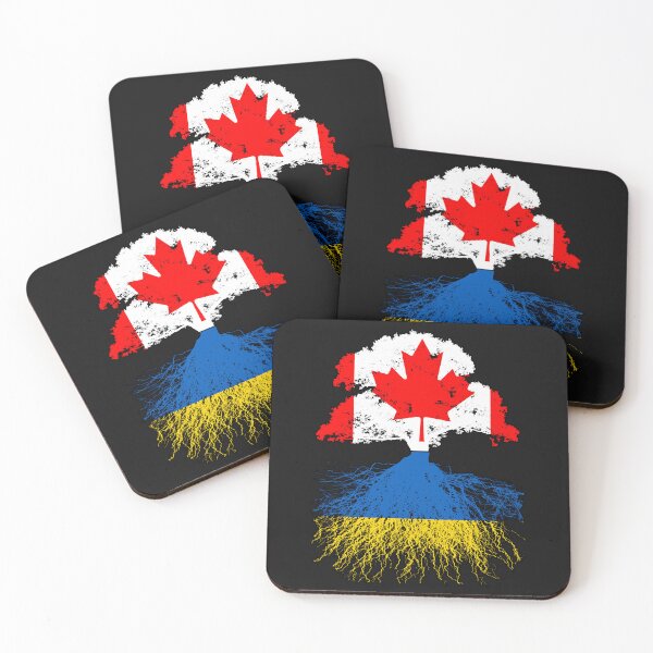 Aperçu de l'œuvre Ukraine Ukrainien Canadien Canada Drapeau Racines Arbre créée et vendue par CarolSchmitt.