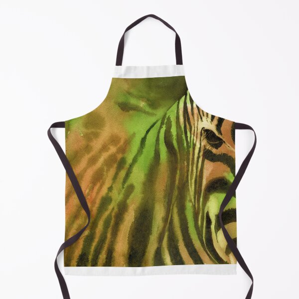 Item preview, Zebra fine art watercolor painting. Green orange zebra decor fine art painting African animal zebra stripes artwork designed and sold by rfoxphoto.
