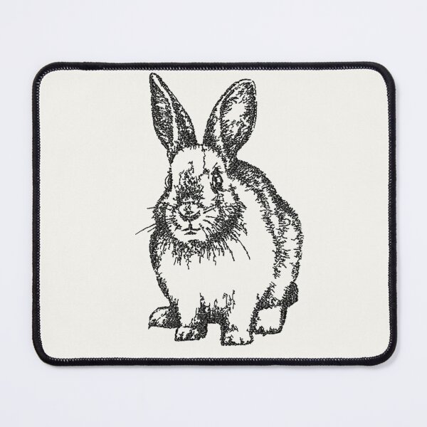 Item preview, Machine Embroidery, Monochrome Embroidered Rabbit, Stitch crafting, unique embroidered art designed and sold by RudolphBarnard.