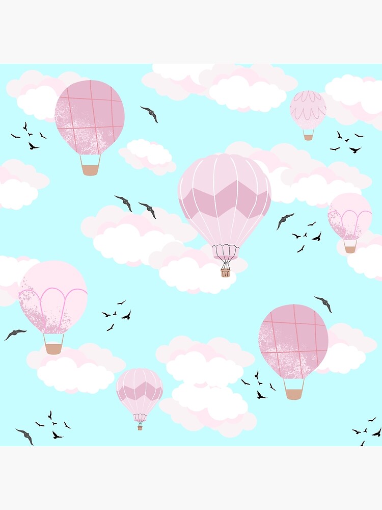 Retro Airplane in Clouds and Balloon Pattern Print Canvas Shoulder