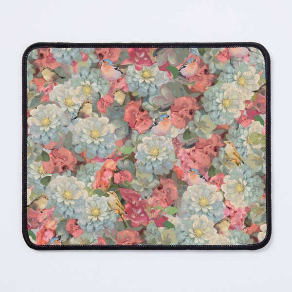 Item preview, Teatime Pink and Blue Flowers with Birds Half-Drop Repeat 5748 designed and sold by Art in My Loft.