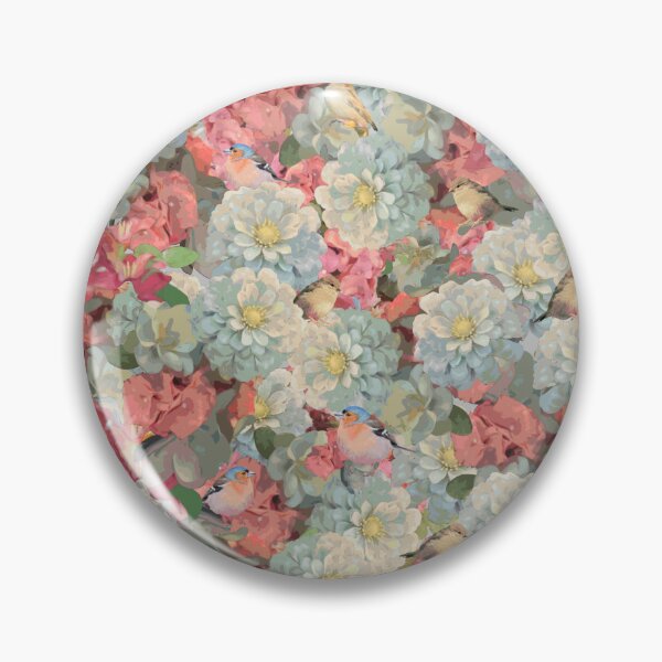 Item preview, Teatime Pink and Blue Flowers with Birds Half-Drop Repeat 5748 designed and sold by Art in My Loft.