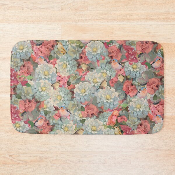 Item preview, Teatime Pink and Blue Flowers with Birds Half-Drop Repeat 5748 designed and sold by Art in My Loft.