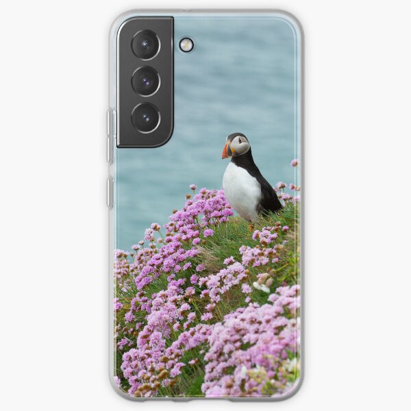 Puffin in Sea Pinks, Saltee Islands, County Wexford, Ireland Samsung Galaxy Soft Case