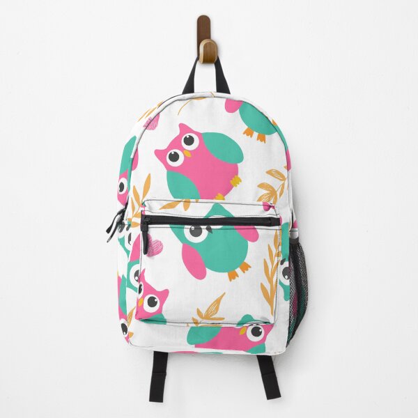 Item preview, Colorful Owls with Leaves (green-pink) designed and sold by Dorina Larsdotter.