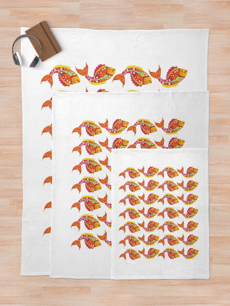 Aperçu 5 sur 6. Plaid avec l'œuvre Poisson-Poisson créée et vendue par Randa-2511.