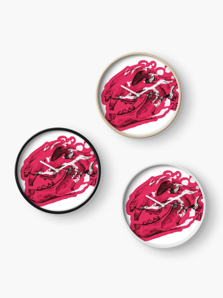 Thumbnail 3 of 4, Clock, Striped History Raspberry designed and sold by 2FunkiDesigns.