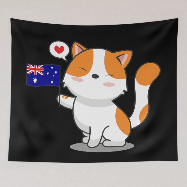 Item preview, Cute Cat Holding Australia Flag designed and sold by Luan Huynh.