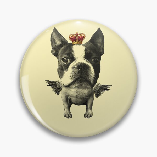 Artikelvorschau, Flying Boston Terrier mit Krone (Creme) entworfen und verkauft von Madame Memento.
