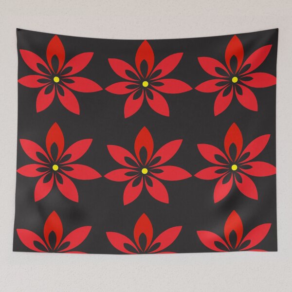 Item preview, Abstract Red Flower on Black Background designed and sold by Nisha Prabhu.