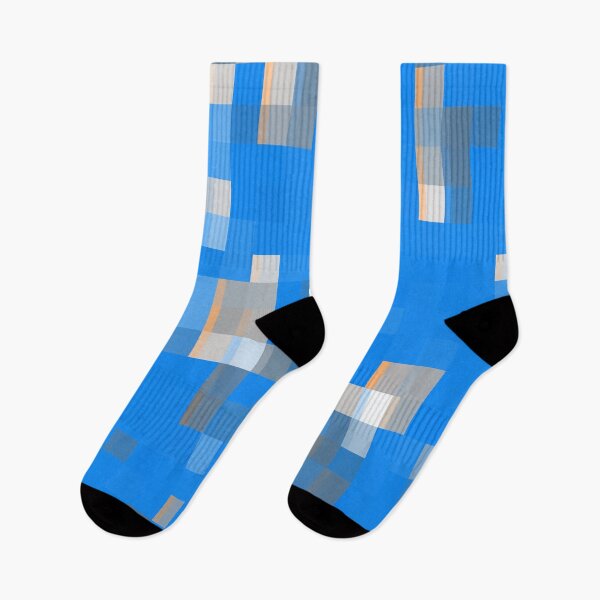 Item preview, geometric pixel square pattern abstract background in blue designed and sold by Mrvell.