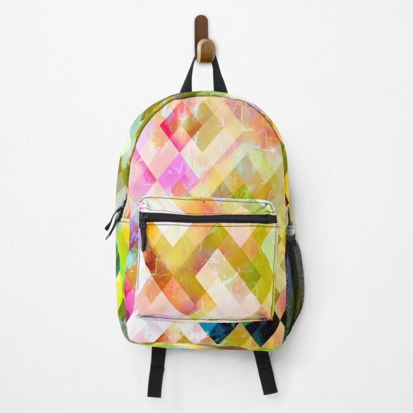 Item preview, geometric pixel square pattern abstract background in green pink designed and sold by Mrvell.