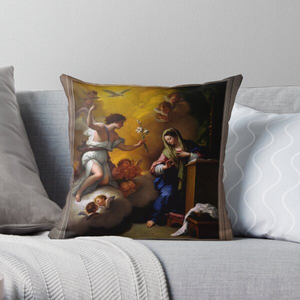 The Annunciation c1712 by Paolo de Matteis Remastered Xzendor7 Classical Art Old Masters Reproductions Throw Pillow