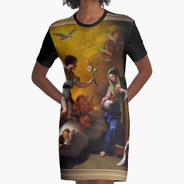 The Annunciation c1712 by Paolo de Matteis Remastered Xzendor7 Classical Art Old Masters Reproductions Graphic T-Shirt Dress
