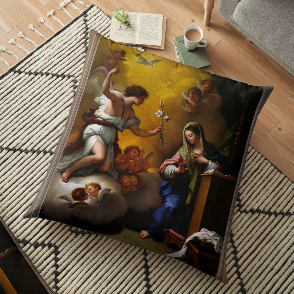 The Annunciation c1712 by Paolo de Matteis Remastered Xzendor7 Classical Art Old Masters Reproductions Floor Pillow