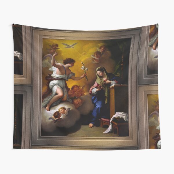 The Annunciation c1712 by Paolo de Matteis Remastered Xzendor7 Classical Art Old Masters Reproductions Tapestry
