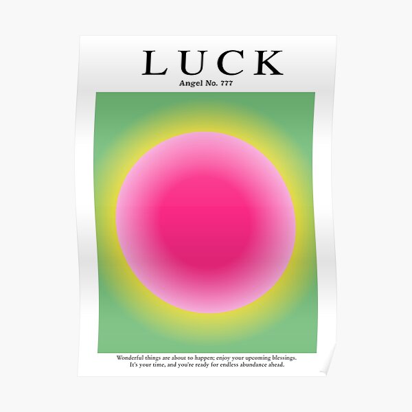 Gradient Angel Numbers: Angel Number 777 - Luck (Pink & Lime) Poster