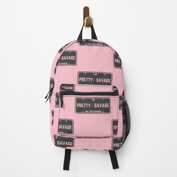 Item preview, PRETTY SAVAGE - black, pink license plate designed and sold by Colorful-Inspo.