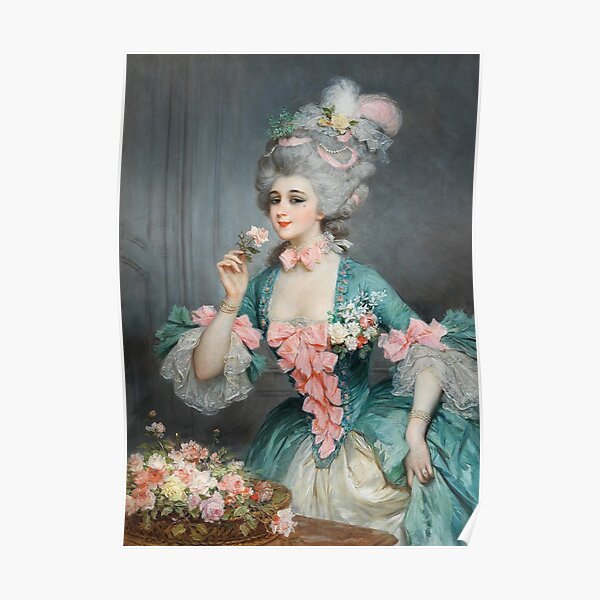 Eine elegante Dame mit Rosen (19. Jahrhundert) - Lucius Rossi Poster