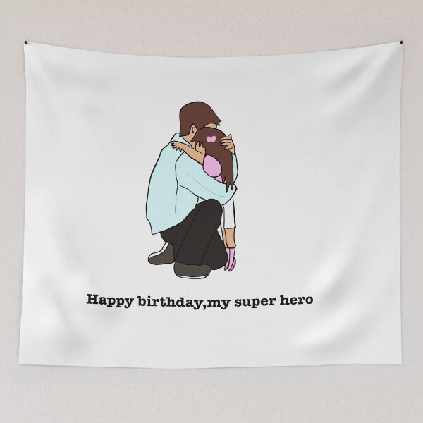 Item preview, Happy birthday my super hero dad illustration  designed and sold by Mermaidssparkle.