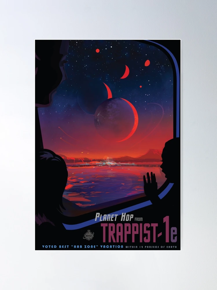 ARTCANVAS Trappist-1E Planet Hopping Excursion To The Best top Hab Zone Nasa Poster Canvas Art Print