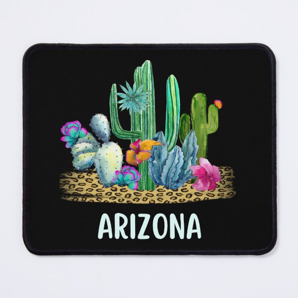 Item preview, Arizona Watercolor Flowering Saguaro Cactus in the Desert on a Leopard Background Souvenir of Arizona designed and sold by FazCreations.