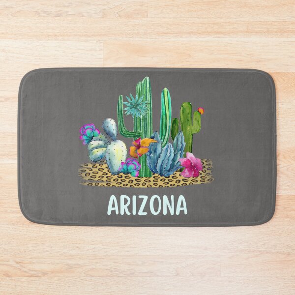 Item preview, Arizona Watercolor Flowering Saguaro Cactus in the Desert on a Leopard Background Souvenir of Arizona designed and sold by FazCreations.