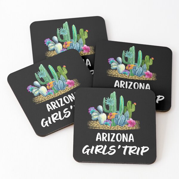 Item preview, Arizona Girl's Trip Watercolor Flowering Saguaro Cactus in the Desert on a Leopard Background Souvenir of Arizona designed and sold by FazCreations.