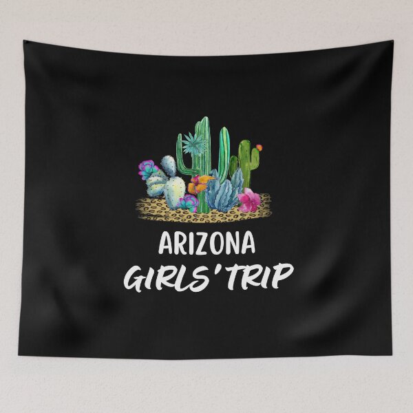 Item preview, Arizona Girl's Trip Watercolor Flowering Saguaro Cactus in the Desert on a Leopard Background Souvenir of Arizona designed and sold by FazCreations.