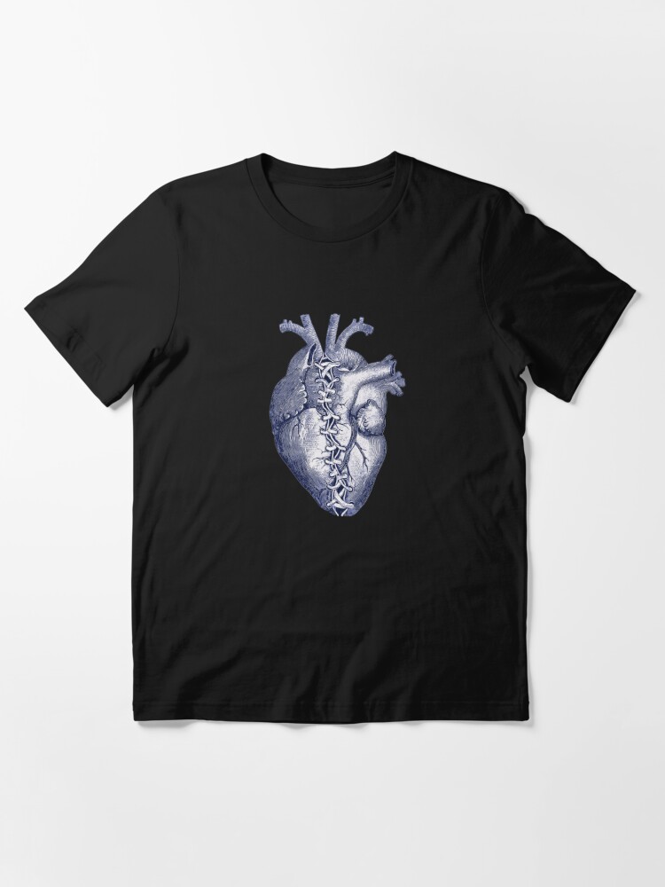 Blue Broken heart, Human heart illustration art, laces, tied heart