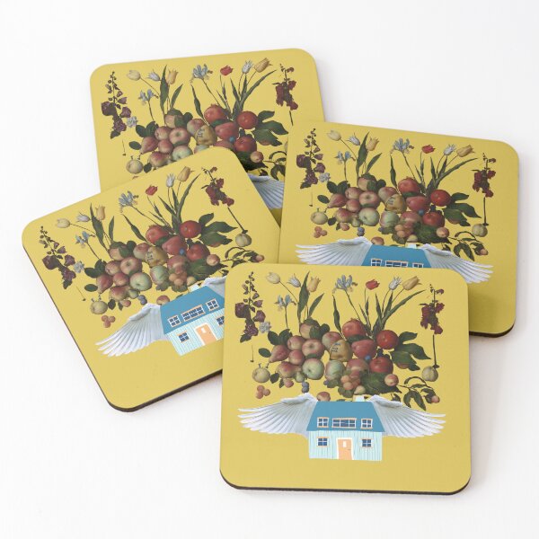 Item preview, Flying Fruit Home 1 (gold) | Apples | Pears | Peaches | Funny designed and sold by CosmicStory.