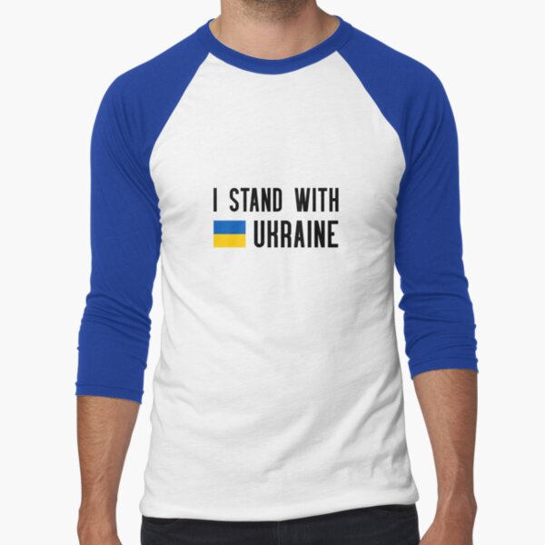 I Stand With Ukraine. Stop Putin. Save Ukraine. Baseball ¾ Sleeve T-Shirt