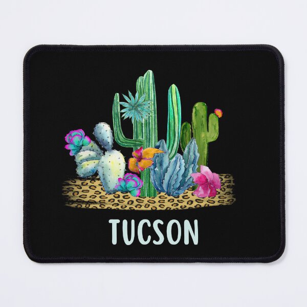 Item preview, Tucson Arizona Watercolor Flowering Saguaro Cactus in the Desert on a Leopard Background Souvenir of Tucson designed and sold by FazCreations.
