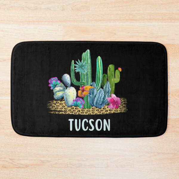 Item preview, Tucson Arizona Watercolor Flowering Saguaro Cactus in the Desert on a Leopard Background Souvenir of Tucson designed and sold by FazCreations.