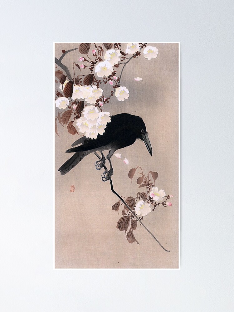 Crow on a Cherry Branch by Ohara Koson - Shin-Hanga Style - Japanese  Painters Art | Poster